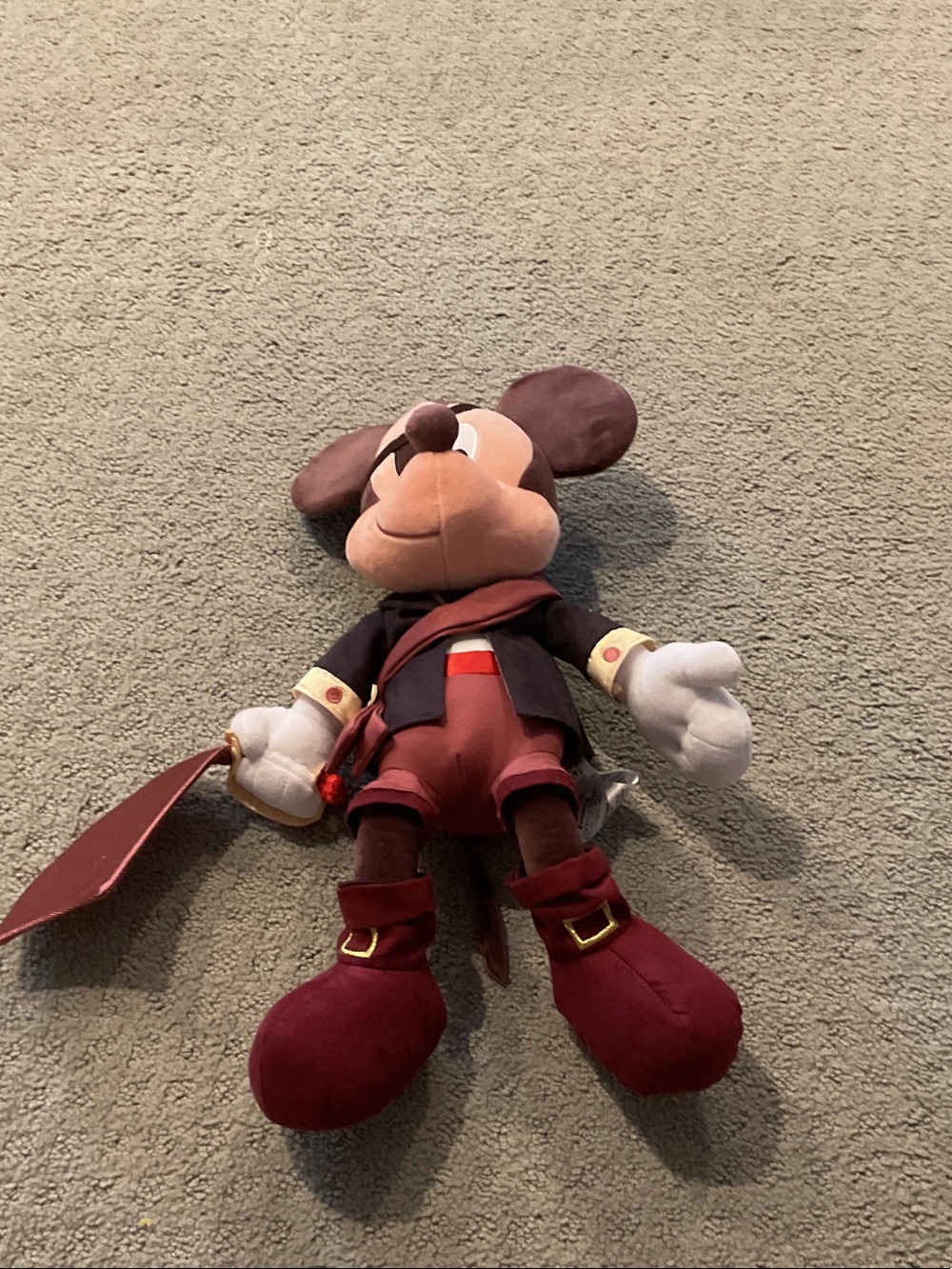Disney Pirate Mickey Mouse Plush - Burgundy, Brown, Black